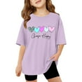thumbnail image 1 of T-shirts à Manches Courtes pour Enfants Filles Été Tops Surdimensionnés Décontractés Col Rond Basiques, 1 of 7