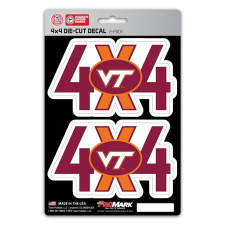 Virginia Tech Auto - Virginia Tech Hokies 4X4 Team Decal 2-Pack Set - No Size