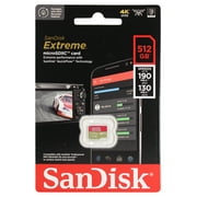 SanDisk 512GB Micro SDXC UHS-I Extreme Flash Memory Card with MicroSDXC to SD adapter