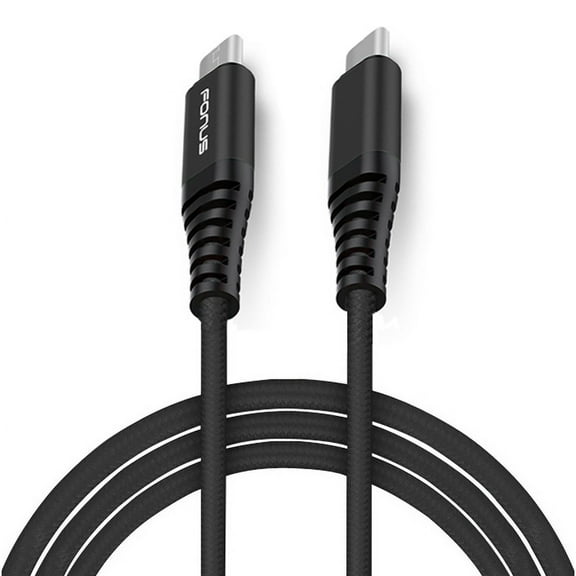 Black 10ft Long Durable Braided Type-C to Type-C Cable Sync Wire USB-C Power Cord [Rapid Charge] [High Speed] Compatible With LG V50 ThinQ 5G, G8 ThinQ - Motorola Moto G7 Power Play