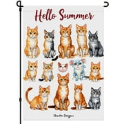 Love Cat Washable Outdoor Garden Flag for Garden Yard Outdoor Front Door Decoration, Kitten Flags, Double-Side Cartoon Style Cute Cat Fluffy Cat Garden Decor for Outdoor 28x40in