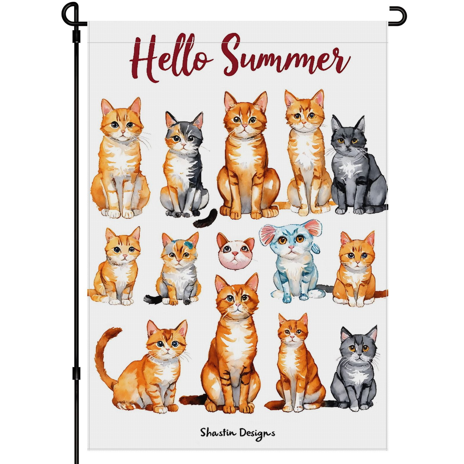 Love Cat Washable Outdoor Garden Flag for Garden Yard Outdoor Front Door Decoration, Kitten Flags, Double-Side Cartoon Style Cute Cat Fluffy Cat Garden Decor for Outdoor 28x40in