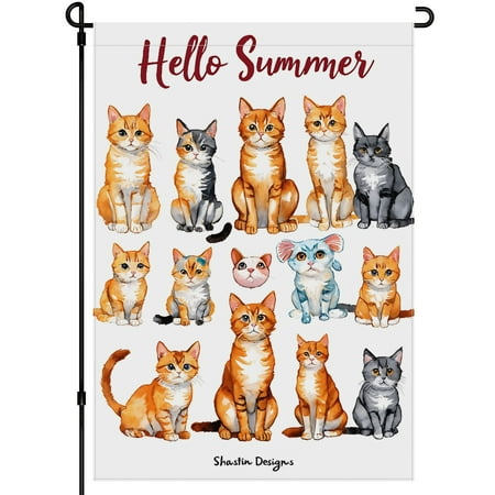 Love Cat Washable Outdoor Garden Flag for Garden Yard Outdoor Front Door Decoration, Kitten Flags, Double-Side Cartoon Style Cute Cat Fluffy Cat Garden Decor for Outdoor 28x40in