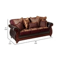 thumbnail image 5 of Benjara 94 Inch Traditional Sofa, Brown Faux Leather with Rolled Arms, Wood Legs, 5 of 5