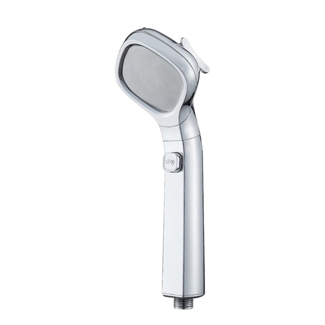 4-Gear Adjustable High-Pressure Shower Head with Water Stop Function Stainless Steel ABS Material Enhanced Flow Booster for Low Water Pressure Bathroom Showerhead Easy Installation Universal Fit