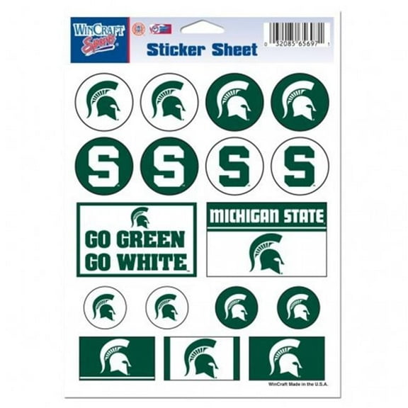 Michigan State Spartans Official NCAA 5 inch x 7 inch Sticker Sheet by WinCraft