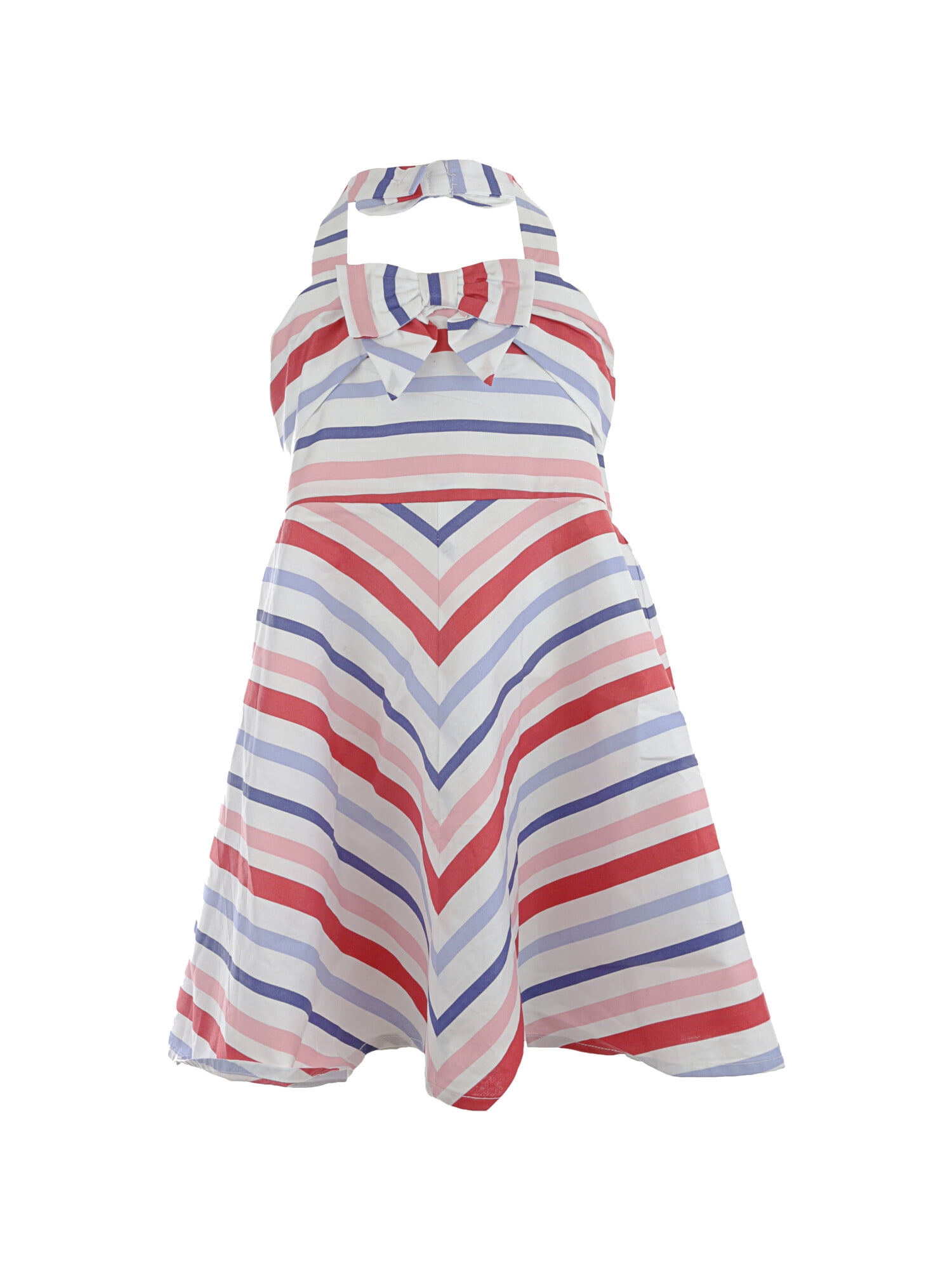 blue and white striped halter dress