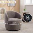 thumbnail image 5 of Swivel Barrel Chair, 360 Degree Swivel Small Single Sofa with Wooden Frame and Upholstered, Modern Round Accent Armchairs for Indoor, Living Room, Dining Room, Bedroom and Shopping Mall, Gray, 5 of 8