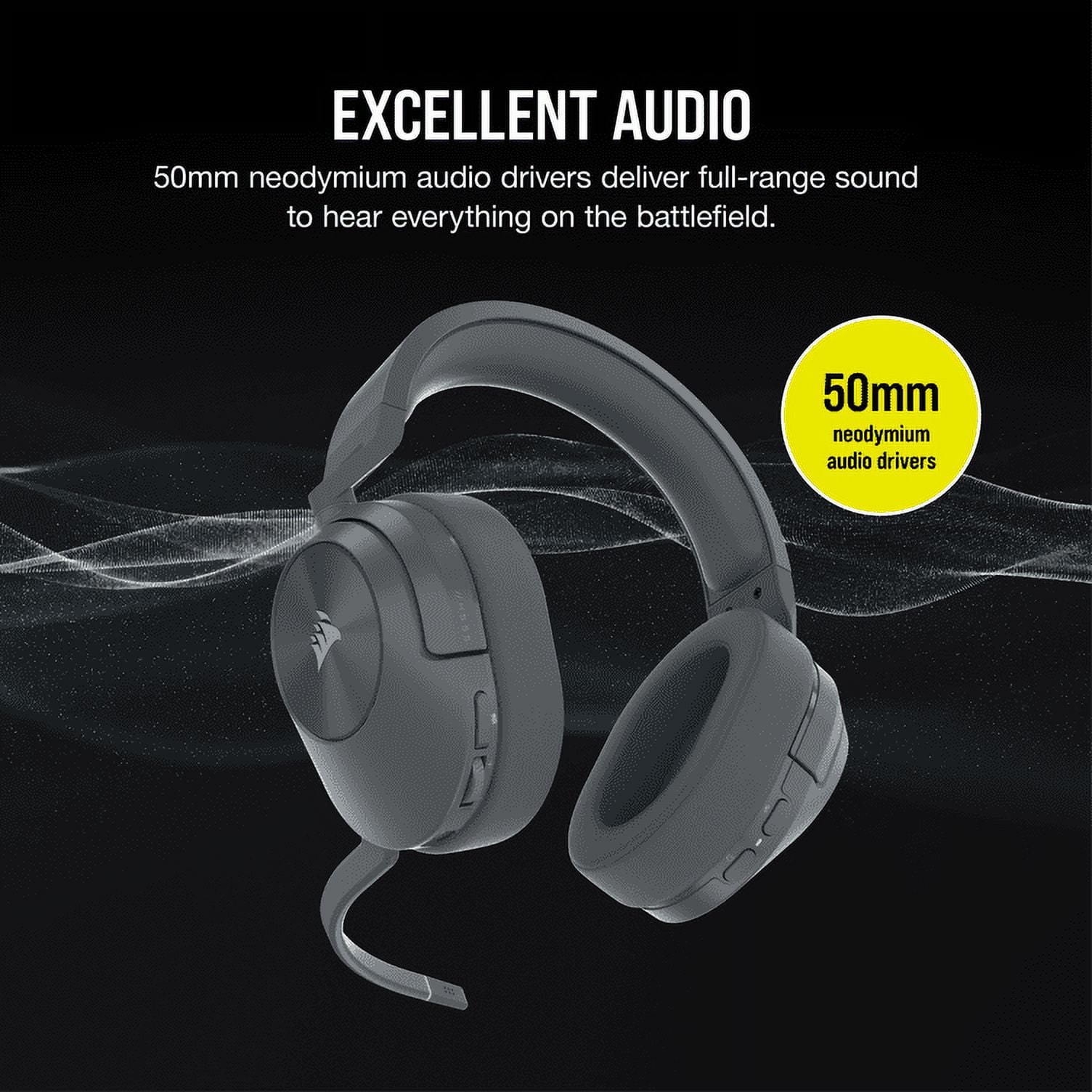 Corsair HS55 Wireless Core Gaming Headset Wireless Audio or Bluetooth for PC, PS5, PS4 Mobile - Gray