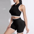 thumbnail image 2 of TOWED22 Women 2 Piece Workout Sets Padded Yoga Tank Top High Waisted Biker Shorts(Black,L), 2 of 7