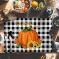 thumbnail image 6 of Thanksgiving Pumpkin Sunflower Placemats Set of 2 It's Fall Y'all Black Plaid Heat Insulated Linen Place Mats, Washable Stain-Proof Table Mats for Dining Tables Holiday Decor 13x19inch, 6 of 9