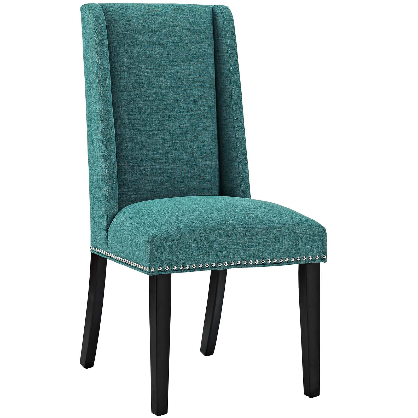 Elegant Teal Upholstered Parsons Side Chair with Nailhead Trim