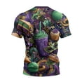 thumbnail image 4 of Resicozy Mardi Gras Shirt for Men Funny Print Pullovers Fashion Casual Crew Neck Short Sleeve Shirts Purple L, 4 of 5