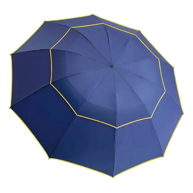 Clearance! Large Compact Umbrella Double Canopy Vented Windproof Canopy Rustproof Folding Compact Rain Umbrellas, Navy