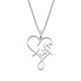thumbnail image 3 of Stainless Steel Heart Shaped Word Faith Cross Religious Pendant Necklace, 3 of 3