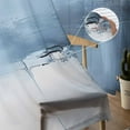 thumbnail image 5 of Blue Ombre Semi Sheer Curtains 63 Inch Length 2 Panels Set, Modern Geometric Abstract Artwork Sheer Kitchen Curtain Privacy Voile Window Curtain for Living Room Bedroom Rod Pocket Drapes, 5 of 7