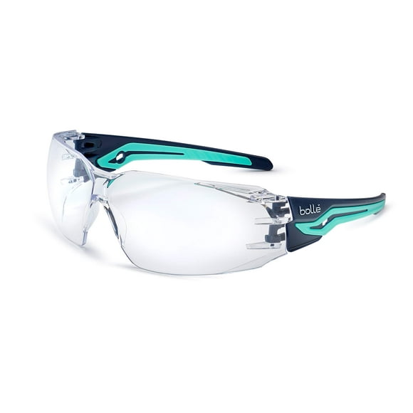 Bollé Safety SILEXPSF, Silex Safety Glasses Anti-Scratch/Anti-Fog, Black Translucent Yellow Frame, Smoke Lenses, Universal