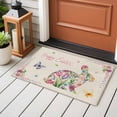 thumbnail image 5 of Rectangle Area Rug 2x3ft, Easter Rabbit Flower Retro Linen Non-Slip Non-Shedding Floor Mat, Spring Flower Fallen Leaf Washable Sturdy Carpet for Living Room Bedroom Home Decor, 5 of 9