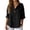 Black, variant on KHONTS Women's Plus Size V Neck 3/4 Sleeve T Shirts Denim Button Summer Tees Loose Fit Solid Color Tunic Blouse Blue XXXL