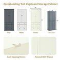 thumbnail image 6 of Harper & Bright Designs Farmhouse Kitchen Pantry Door Shelves, Freestanding Tall Cupboard Storage Cabinet with 3 Adjustable Shelves and 3 Drawers for Dining Room Kitchen, Cream, 6 of 20