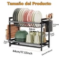thumbnail image 3 of Escurridor de Trastes, Escurridor de Platos Acero Inoxidable, Escurridores para Trasteros 2 Niveles, Escurreplatos con Bandeja de Drenaje, Soporte para Utensilios y Tabla de Cortar para Cocina (Negro), 3 of 9