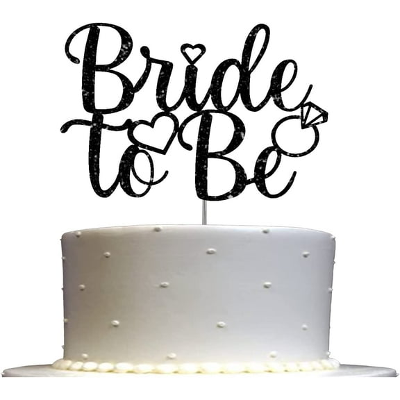 Bride To Be Cake Topper, Engagement Party Decorations Ideas, Bridal Shower, Bachelorette, Sturdy Doubled Sided Glitter, Acrylic Stick (Black)