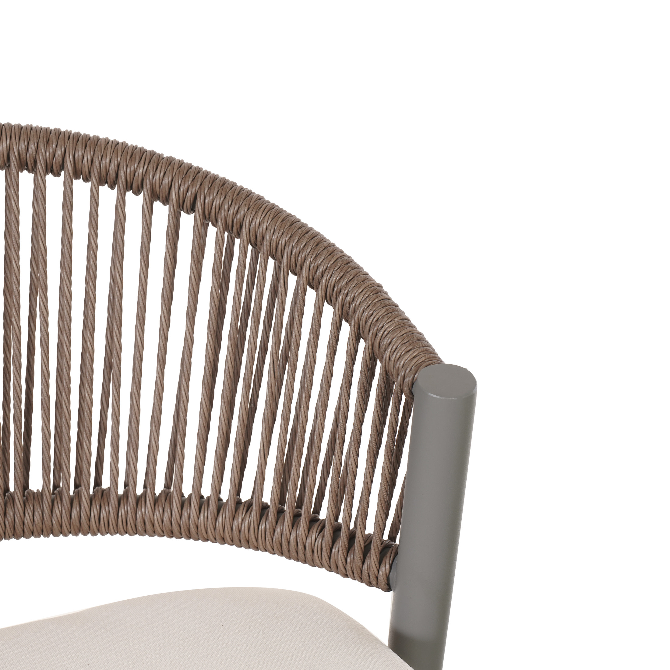 Amara Modern Outdoor Patio Barstools, Iron Frame, Scallop-Shaped Backrest, Matte Grey, Set of 2