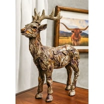 Rustic Western Woodlands Emperor Stag Deer Buck Faux Wooden Resin Figurine