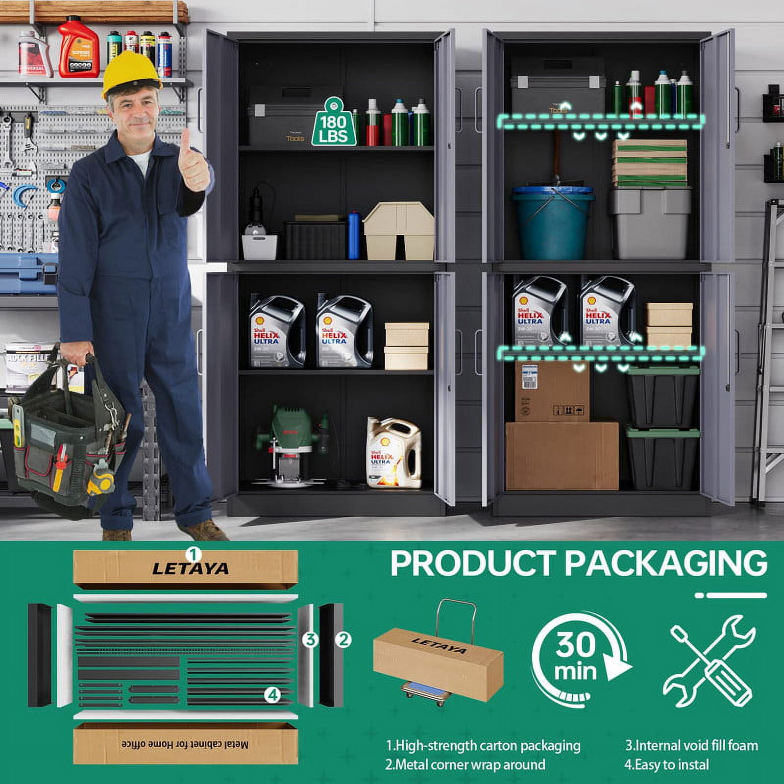 MIIIKO Metal Storage Cabinets with Lock Door and Shelves