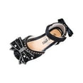 thumbnail image 2 of YMNXA Children Baby Girls Sandals Pearl Rhinestones Shining Soft Sole Flat Sole Non Closed Toe Comfortable Fashion Performance Dance Shoes For Party Wedding,Black,6-12 Months, 2 of 4