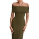 thumbnail image 5 of Vestido PRETTYGARDEN Maxi Verde Militar Sin Hombros XL, 5 of 8