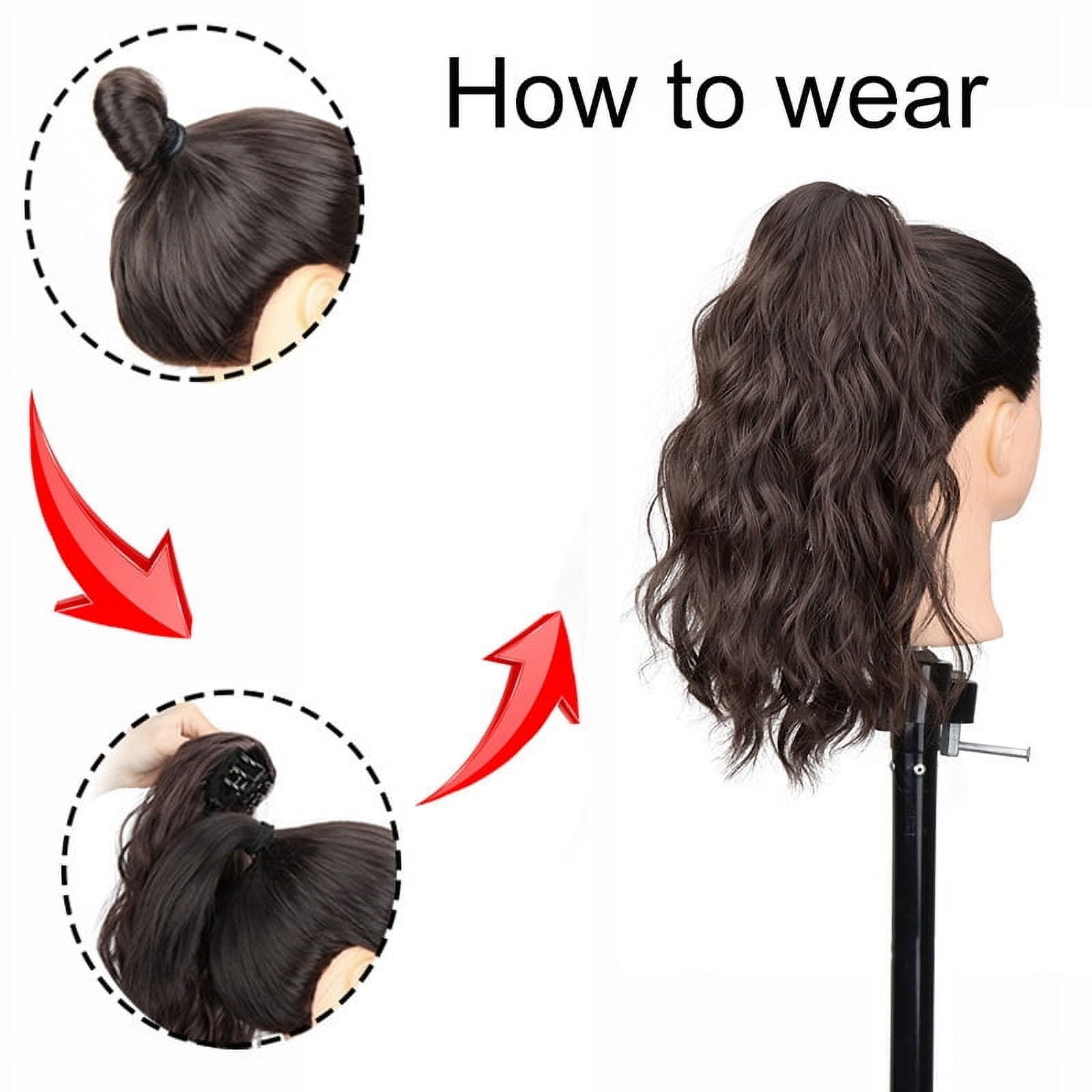 Synthetic 14Inch Short Wavy Brown Blonde Ponytail Hair Extension Claw Clip in Hairpiece   Style for Women