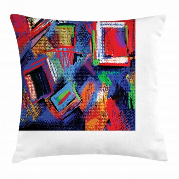 Contemporary Throw Pillow Cushion Cover, Abstract Hand Painted Style