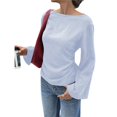 thumbnail image 2 of Camisas de Larga para Mujer, Tops Cortos de Otoño, Cuello , Mangas Acampanadas, Acanalados, con Cordones, Ropa Y2K XXL, 2 of 8