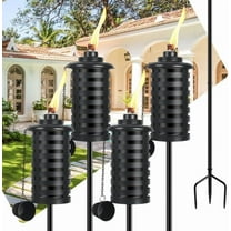 4 Pcs Metal Torch for Outside, 16oz Outdoor Metal Torch Garden Décor,59-Inch Upgraded Citronella Torches with 3-Prong Grounded Stake, Table Top Torches for Party Patio Pathway