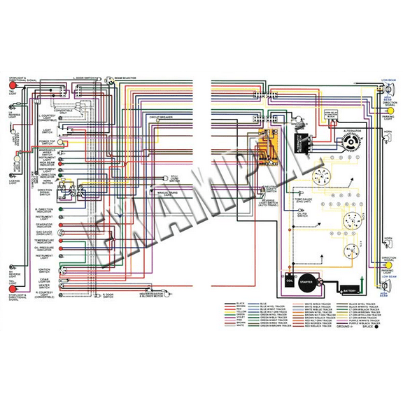 Laminated Colored Wiring Diagram 8-1/2" X 11" 1977 Pontiac Firebird and Trans AM