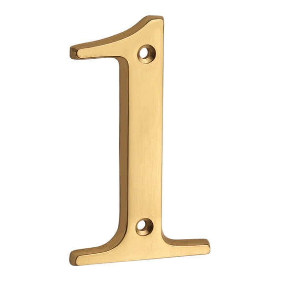 HASWARE 4 inch (10 cm) Solid Brass House Number with 2 Screws, Brass (#1, Golden)
