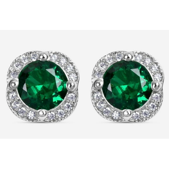 Emerald earring Dainty Earing Personalized Gifts Round Halo Studs Women Jewelry Bridal Wedding Gifts