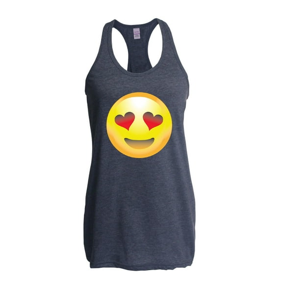MmF - Women's Racerback Tank Top, up to Women Size 2XL - Emoji Heart-Shaped Eyes