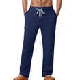 thumbnail image 2 of Sweatpants for Men 2025 Linen Breathable Straight Leg Loose Drawstring Joggers with Pockets Mens Casual Pants Trousers, 2 of 5