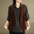 thumbnail image 5 of JGGSPWM Women's Corduroy V Neck Vest Casual Button Down Sleeveless Gilet Jacket with Pockets Yellow L, 5 of 6