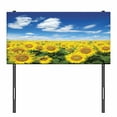 thumbnail image 3 of Sunflower Headboard, Fresh Sunflowers Field Under Clear Sky Clouds Countryside Farm Picture, Upholstered Decorative Metal Bed Headboard with Memory Foam, Twin Size, Blue Green Yellow, by Ambesonne, 3 of 4