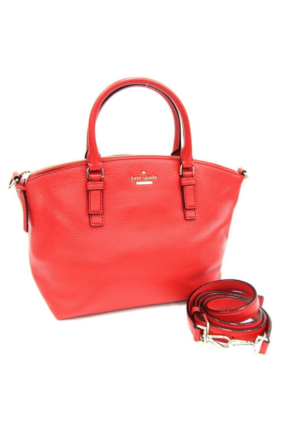 Pre-Owned Kate Spade handbag Jackson Street Small PXRU7835 Red leather stripe women's (Good)