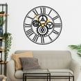 thumbnail image 3 of Silent Metal Large Wall Clock,Roman numerals Gear Metal Wall Art,for living room bedroom wall hanging decor metal sign,Housewarming Gift, 3 of 5