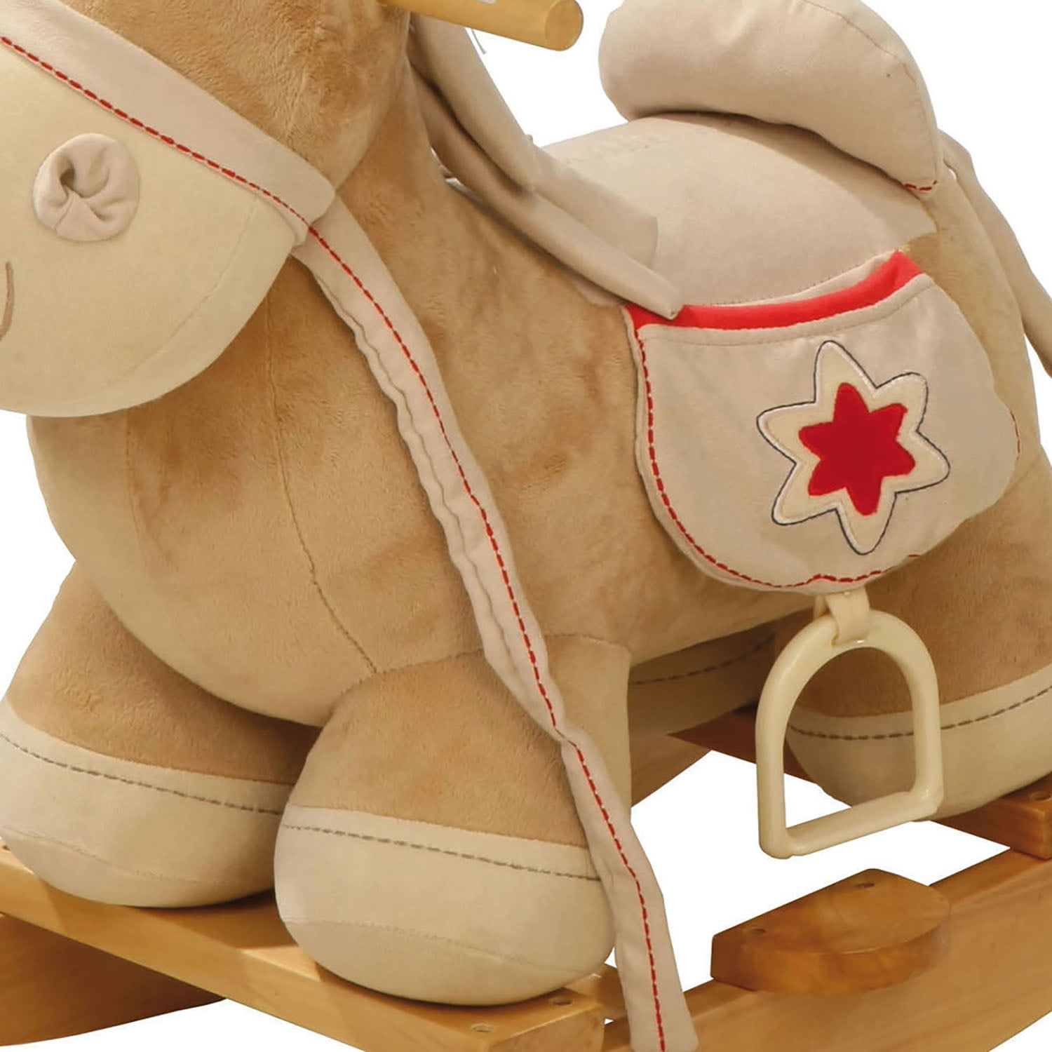 Rocking - 12+ Roba Months Plush Horse: Embroidered Soft Animal & Upholstery Rocking Solid With Stirrup, For Rocker, Wood