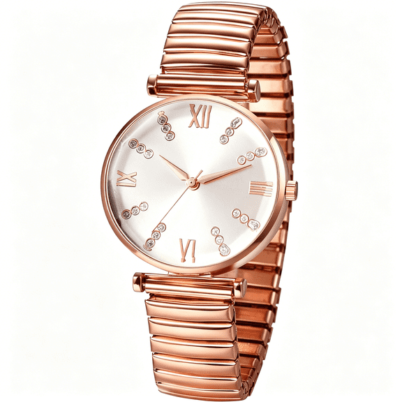 DESIGNICE Women'S Elastic Strap Watches: Large Face Arabic Numerals Analog Quartz Wrist Watches for Women Easy Reader Stretch Band Waterproof Ladies Watch