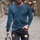 thumbnail image 1 of Blusas y camisas de manga larga con cuello redondo para hombre, blusa informal de manga larga con cuello redondo y estampado de rayas, blusa de poliéster para hombre, 1 of 5