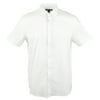 Men's Solid Trim Stretch Button Front Short Sleeve Shirt-W-XL