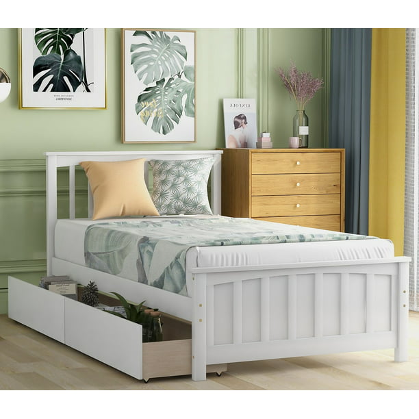 Wood Platform Bed Frame With Storage, Twin Size Bed Ideas