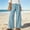 Blue women wide leg pants a1, variant on Usloyux Women's Wide Leg Drawstring Trousers with Pockets Flow Loose Long Pants Boho Solid Casual Beach Summer Vacation Workwear Bottoms, Blue L